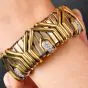 Italian Diamond 18K Gold Statement Wide Tubogas Bracelett||Dover Jewelry|