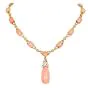 Estate La Triomphe Coral Diamond 18K Gold Tear Drop Collar Necklace|Dover Jewelry|