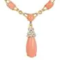 Estate La Triomphe Coral Diamond 18K Gold Tear Drop Collar Necklace|Dover Jewelry|