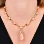 Estate La Triomphe Coral Diamond 18K Gold Tear Drop Collar Necklace|Dover Jewelry|