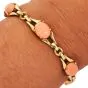  Estate La Triomphe Coral 18K Gold Cabochon Link Bracelet|Dover Jewelry|