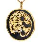 Large Estate Diamond Emerald 18K Gold Black Agate Tiger Pendant|DoverJewelry|