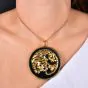 Large Estate Diamond Emerald 18K Gold Black Agate Tiger Pendant|DoverJewelry|