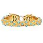 Vintage Turquoise Emerald Diamond 14K Gold Panther Head Bangle |Dover Jewelry|
