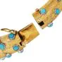  Vintage Turquoise Emerald Diamond 14K Gold Panther Head Bangle Bracelet