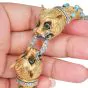 Vintage Turquoise Emerald Diamond 14K Gold Panther Head Bangle |Dover Jewelry|