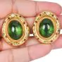 1970S Peridot 18K Gold Cabochon Textured Statement Earrings|Dover Jewelry|