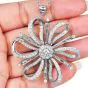 Estate 4.32 Cts Diamond 14K White Gold Flower Brooch Pendant |Dover Jewelry|