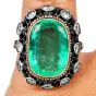 Vintage Buccellati Colombian Emerald 8.30cts Diamond 18K Gold Cocktail Ring|Dover Jewelry|