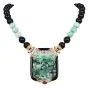 Vintage Jadeite Onyx 18K Gold Beaded Large Brooch Pendant Necklace|Dover Jewelry|