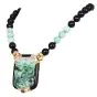 Vintage Jadeite Onyx 18K Gold Beaded Large Brooch Pendant Necklace|Dover Jewelry|