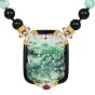 Vintage Jadeite Onyx 18K Gold Beaded Large Brooch Pendant Necklace|Dover Jewelry|