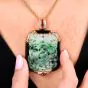 Vintage Jadeite Onyx 18K Gold Beaded Large Brooch Pendant Necklace|Dover Jewelry|