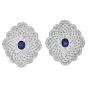 Estate Diamond 6.50cts Sapphire 18K Gold Large Floral Cocktail Earrings