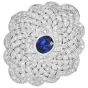 Estate Diamond 6.50cts Sapphire 18K Gold Large Floral Cocktail Earrings