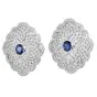 Estate Diamond 6.50cts Sapphire 18K Gold Large Floral Cocktail Earrings