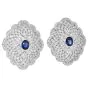 Estate Diamond 6.50cts Sapphire 18K Gold Large Floral Cocktail Earrings