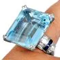 Estate 43.77cttw Aquamarine Sapphire Diamond 18K Gold Cocktail Ring l Dover Jewelry