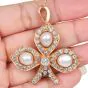 Vintage GIA Natural Saltwater Pearl Old Cut Diamond 18K Gold Brooch Pendant|Dover Jewelry|