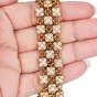 Vintage 16.50cttw Diamond 18K Gold Flower Motif Three Row Bracelet