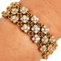 Vintage 16.50cttw Diamond 18K Gold Flower Motif Three Row Bracelet