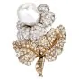 Buccellati Vintage GIA Natural Pearl Diamond 18K Gold Flower Brooch Pin|Dover Jewelry|