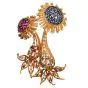Vintage Paris Ian Dessin Diamond Ruby Sapphire 18K Floral Brooch