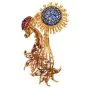 Vintage Paris Ian Dessin Diamond Ruby Sapphire 18K Floral Brooch