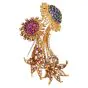 Vintage Paris Ian Dessin Diamond Ruby Sapphire 18K Floral Brooch
