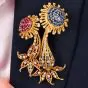 Vintage Paris Ian Dessin Diamond Ruby Sapphire 18K Floral Brooch