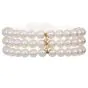 Mikimotto 4.00cts Diamond Pearl 18K Gold Three Strand Flower Bracelet|Dover Jewelry|