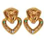 Estate Diamond 7.40cts Multi Gemstone 18K Gold Doorknocker Clip-On Statement Earrings |Dover Jewelry|