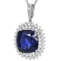 GIA Certified Tanzanite 55.64carats Diamond 18K White Gold Collectors Pendant|Dover Jewelry|