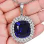 GIA Certified Tanzanite 55.64carats Diamond 18K White Gold Collectors Pendant|Dover Jewelry|