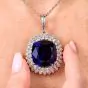 GIA Certified Tanzanite 55.64carats Diamond 18K White Gold Collectors Pendant|Dover Jewelry|