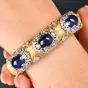 Italian cabochon Sapphire Diamond 18K Gold  Bangle Bracelet|Dover Jewelry|