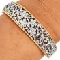 Vintage Diamond 18K Two Tone Gold Floral Lace Bangle |Dover Jewelry|