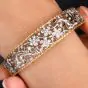 Vintage Diamond 18K Two Tone Gold Floral Lace Bangle |Dover Jewelry|
