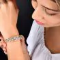 Vintage Diamond 18K Two Tone Gold Floral Lace Bangle |Dover Jewelry|