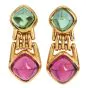 Bvlgari Tourmaline Peridot 18K Gold Sugarloaf Drop Earrings|Dover Jewelry|
