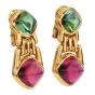 Bvlgari Tourmaline Peridot 18K Gold Sugarloaf Drop Earrings|Dover Jewelry|