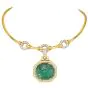 David Webb GIA 68.75 carat Carved Emerald Diamond 18K Pendant Necklace
