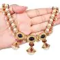 Vintage Pearl Precious Gemstone 18K Gold Statement Necklace|Dover Jewelry|