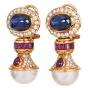 Vintage Precious Gemstone Pearl 18k Gold Statement Drop Earrings|Dover Jewelry|