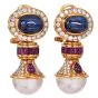Vintage Precious Gemstone Pearl 18k Gold Statement Drop Earrings|Dover Jewelry|