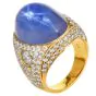 1980s Star Sapphire Diamond 18k Yellow Gold Cocktail Ring |Dover Jewelry|
