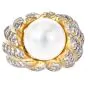 Large 5.30 carat Diamond & Pearl 18K Yellow Gold Cocktail Ring|Dover Jewelry|