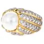 Large 5.30 carat Diamond & Pearl 18K Yellow Gold Cocktail Ring|Dover Jewelry|