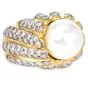 Large 5.30 carat Diamond & Pearl 18K Yellow Gold Cocktail Ring|Dover Jewelry|