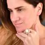 Large 5.30 carat Diamond & Pearl 18K Yellow Gold Cocktail Ring|Dover Jewelry|